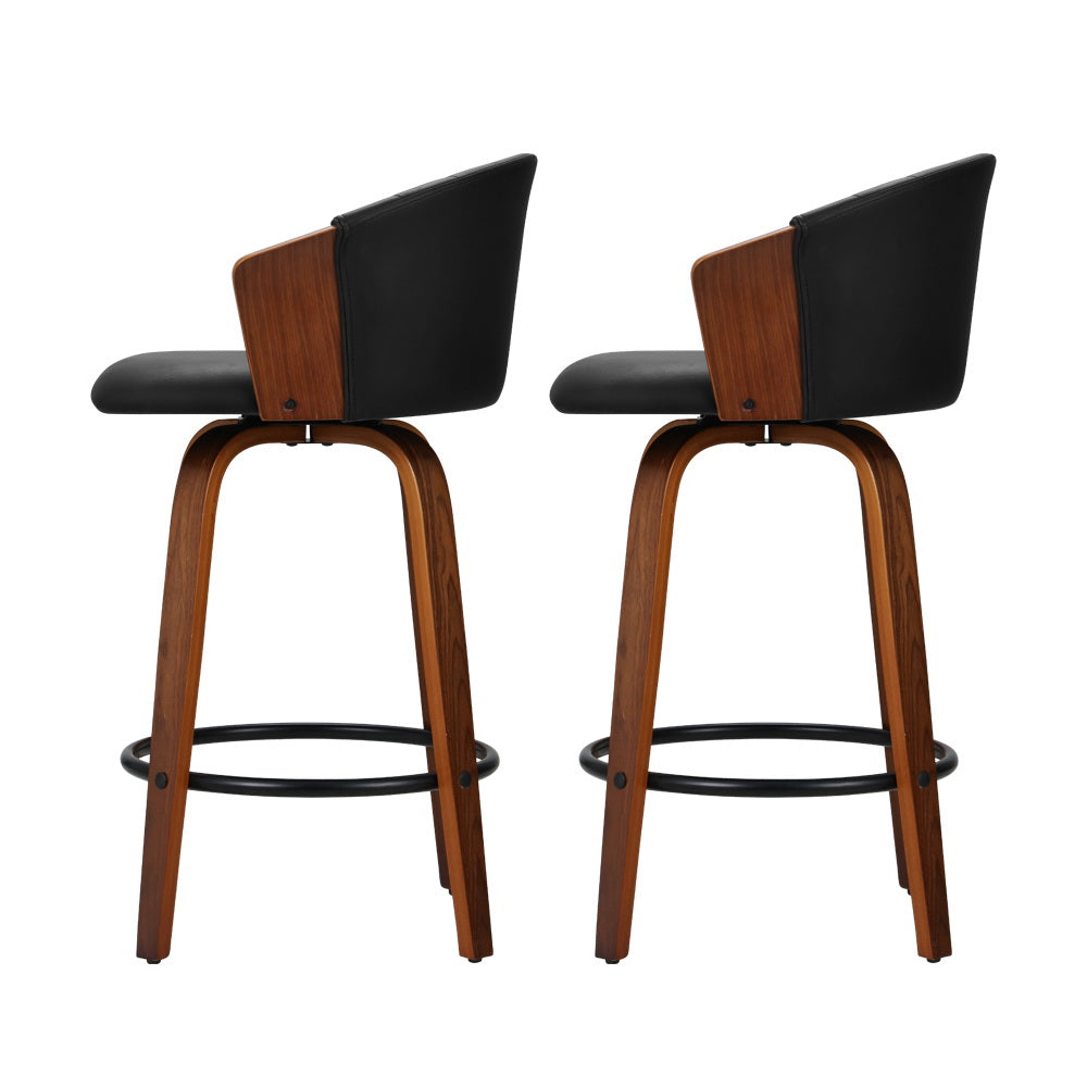 Ricardo PU Leather Swivel Kitchen Bar Stool Set of 2 – Black