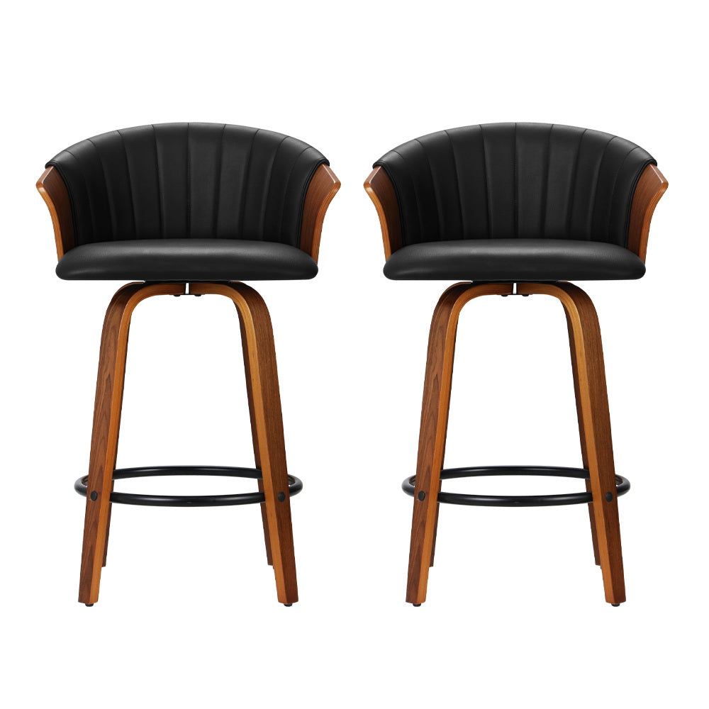 Ricardo PU Leather Swivel Kitchen Bar Stool Set of 2 – Black