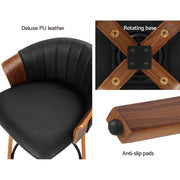 Ricardo PU Leather Swivel Kitchen Bar Stool Set of 2 – Black