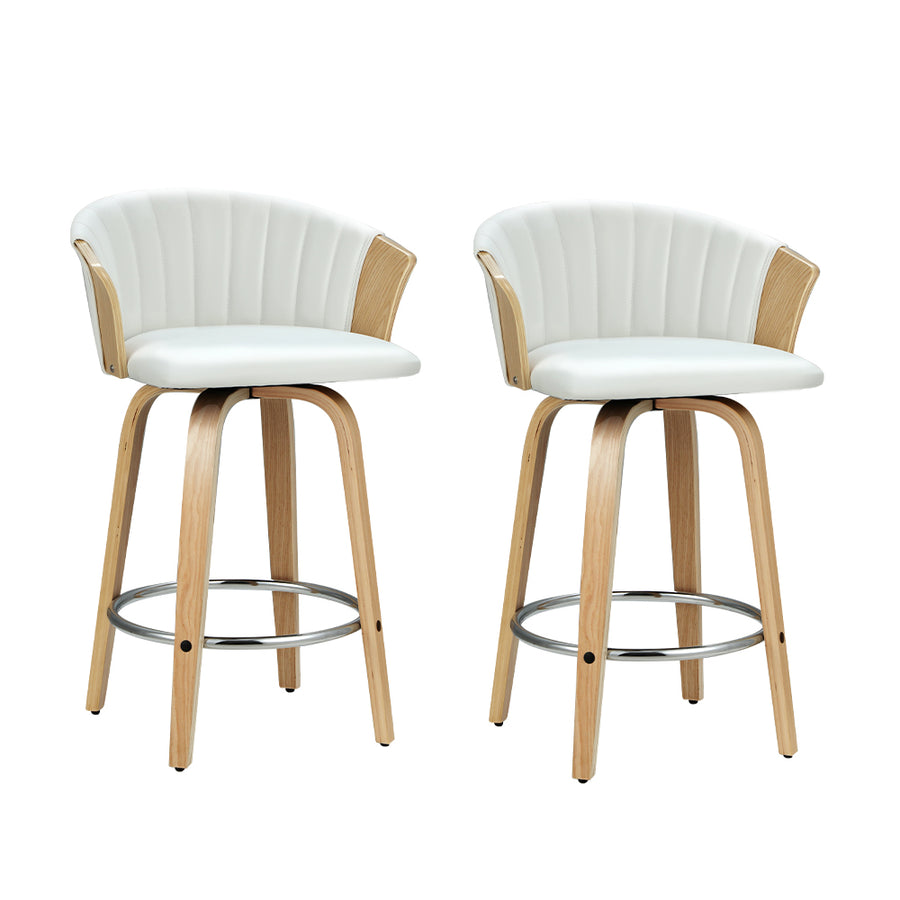 Ricardo PU Leather Swivel Kitchen Bar Stool Set of 2 – White
