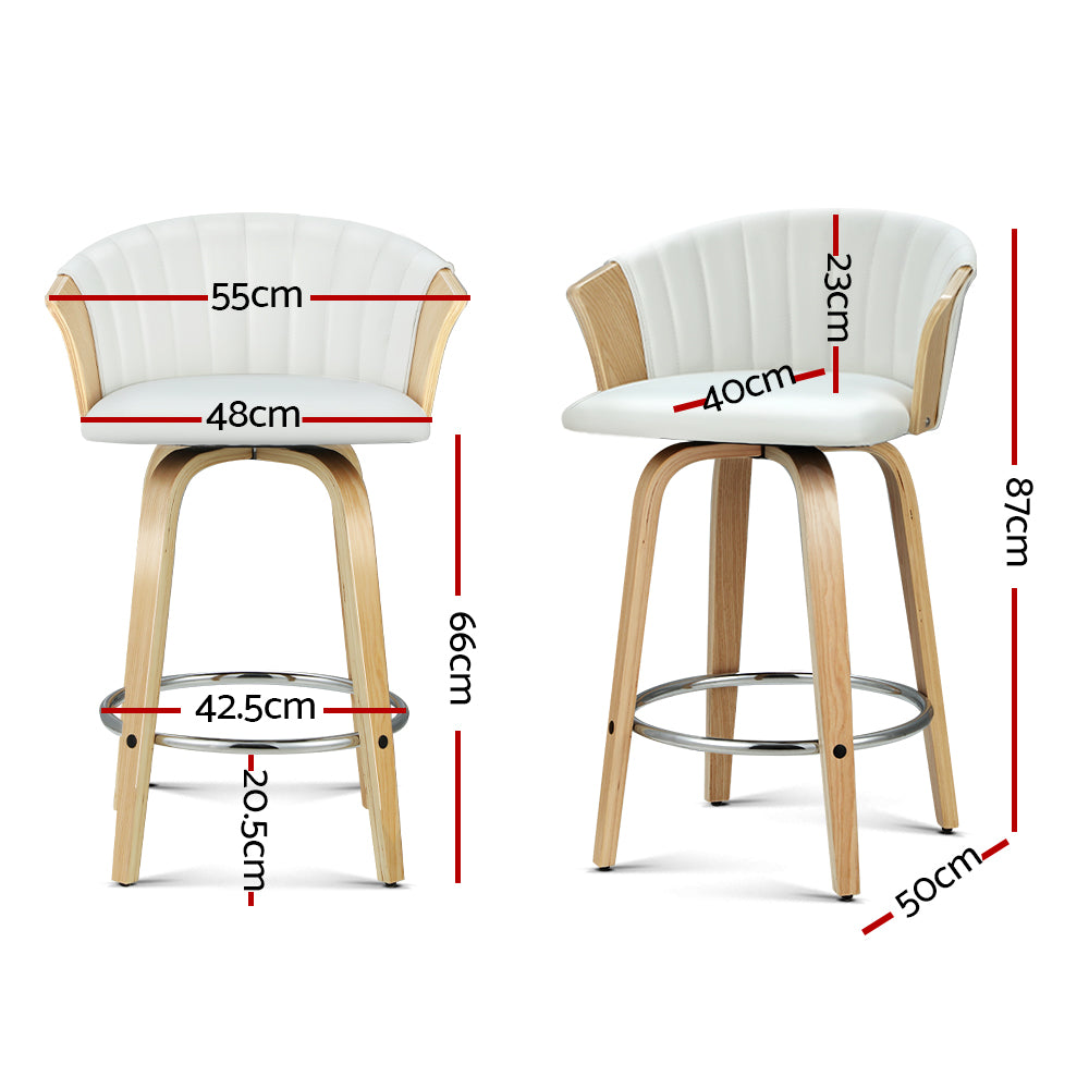 Ricardo PU Leather Swivel Kitchen Bar Stool Set of 2 – White