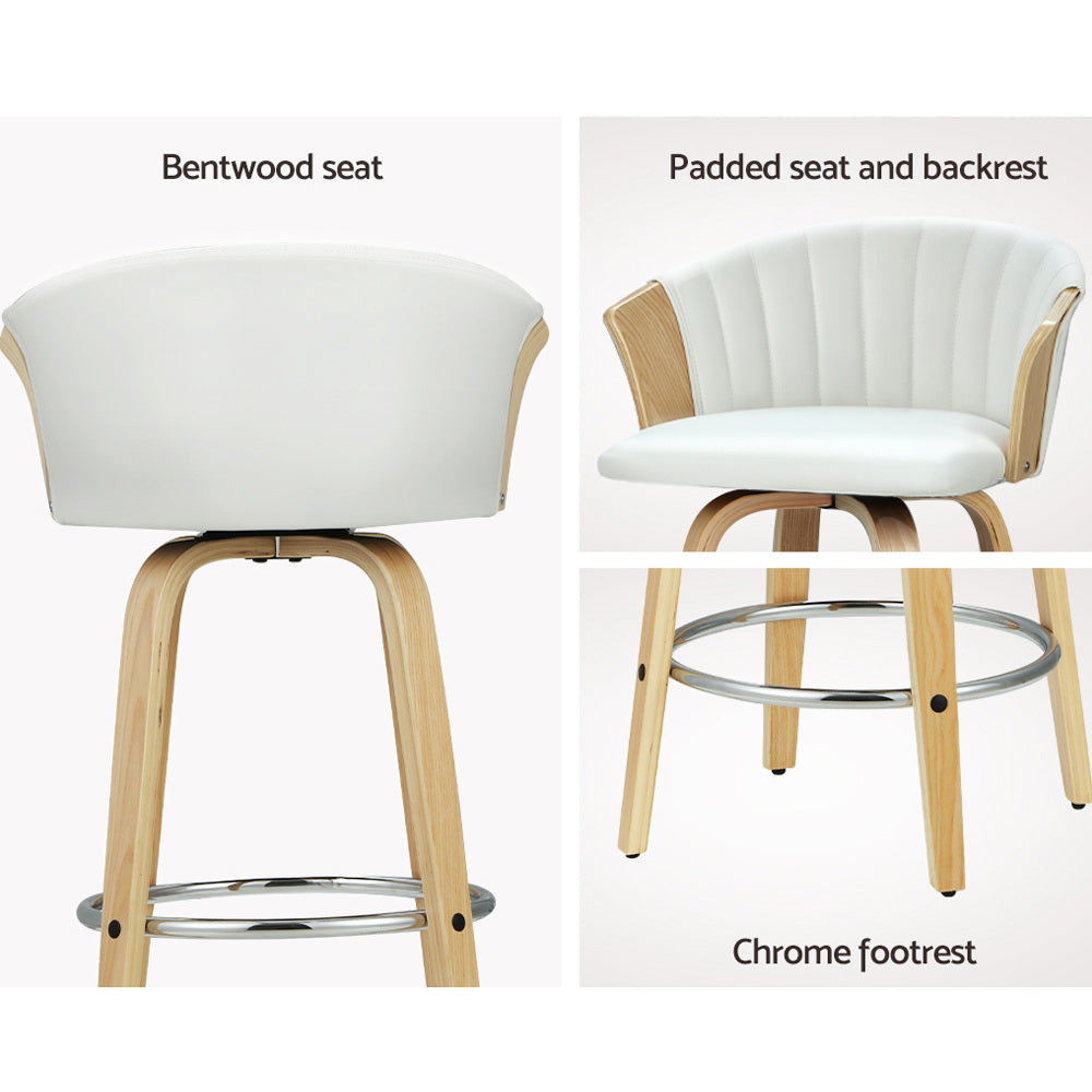 Ricardo PU Leather Swivel Kitchen Bar Stool Set of 2 – White