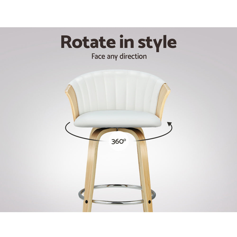 Ricardo PU Leather Swivel Kitchen Bar Stool Set of 2 – White