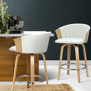 Ricardo PU Leather Swivel Kitchen Bar Stool Set of 2 – White