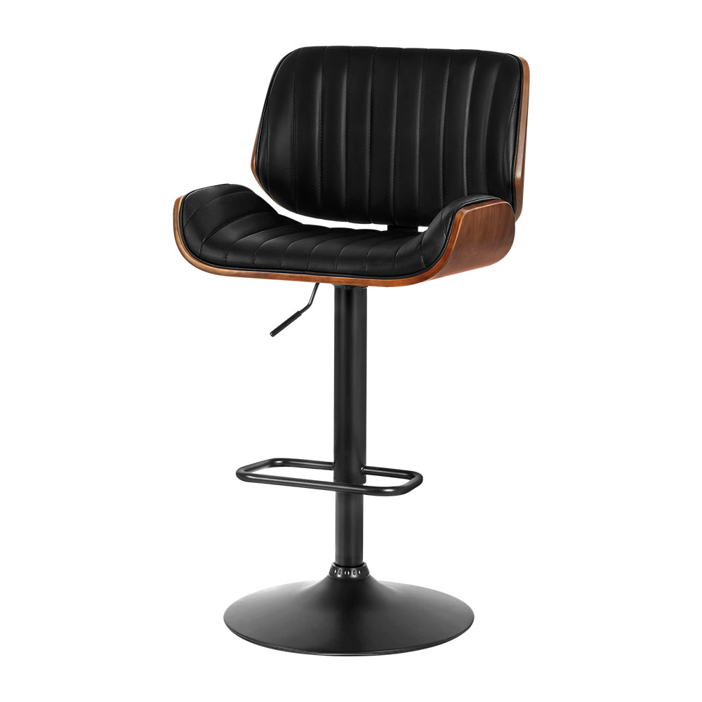 Galina PU Leather Gas-Lift Swivel Kitchen Bar Stool – Black