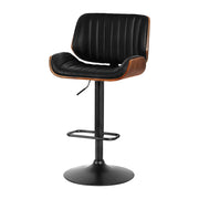 Galina PU Leather Gas-Lift Swivel Kitchen Bar Stool – Black