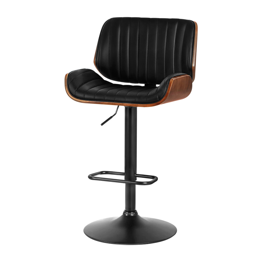 Galina PU Leather Gas-Lift Swivel Kitchen Bar Stool – Black