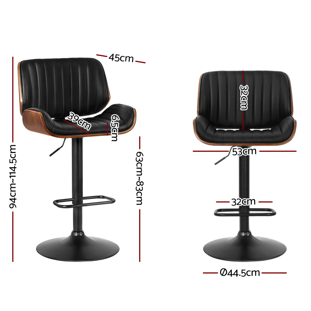 Galina PU Leather Gas-Lift Swivel Kitchen Bar Stool – Black