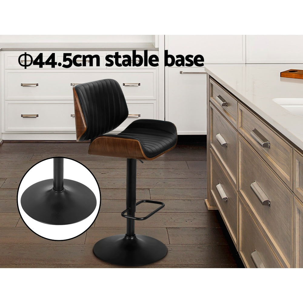 Galina PU Leather Gas-Lift Swivel Kitchen Bar Stool – Black