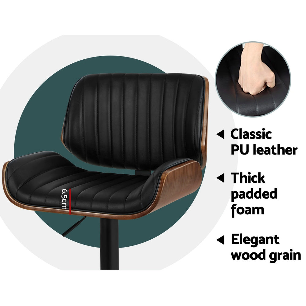 Galina PU Leather Gas-Lift Swivel Kitchen Bar Stool – Black