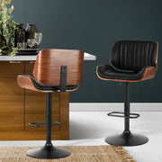 Galina PU Leather Gas-Lift Swivel Kitchen Bar Stool – Black