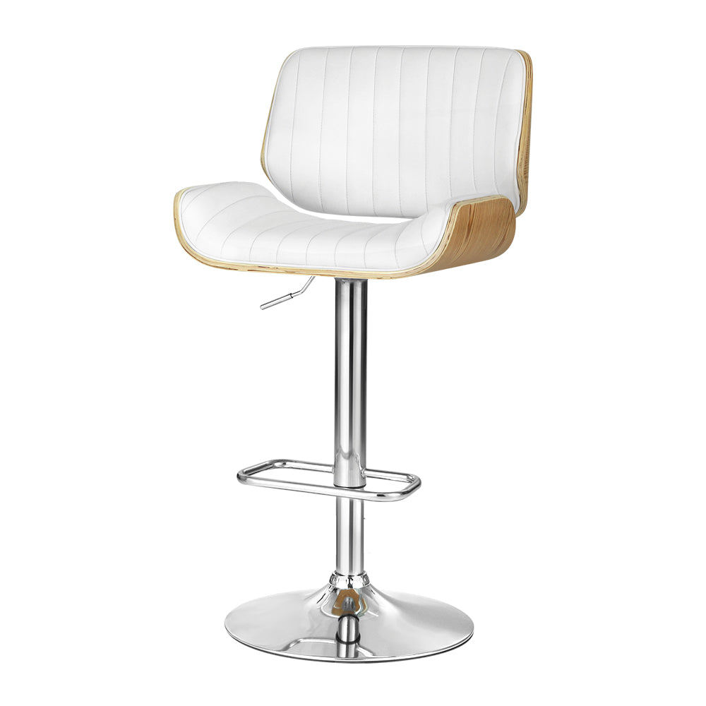 Galina PU Leather Gas-Lift Swivel Kitchen Bar Stool – White