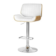 Galina PU Leather Gas-Lift Swivel Kitchen Bar Stool – White