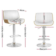 Galina PU Leather Gas-Lift Swivel Kitchen Bar Stool – White