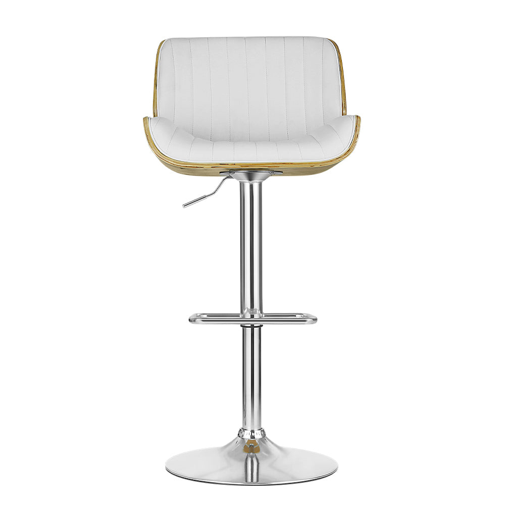 Galina PU Leather Gas-Lift Swivel Kitchen Bar Stool – White