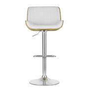 Galina PU Leather Gas-Lift Swivel Kitchen Bar Stool – White