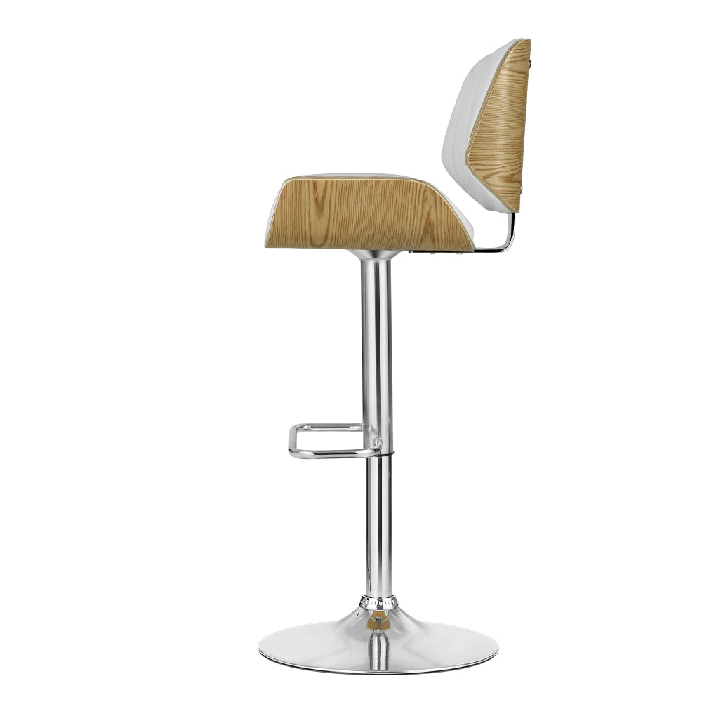 Galina PU Leather Gas-Lift Swivel Kitchen Bar Stool – White