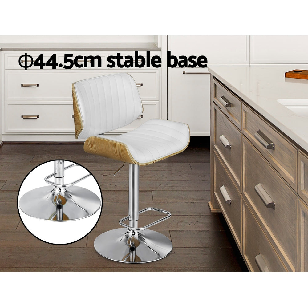 Galina PU Leather Gas-Lift Swivel Kitchen Bar Stool – White