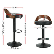 Publia PU Leather Gas-Lift Swivel Kitchen Bar Stool Set of 2 – Black