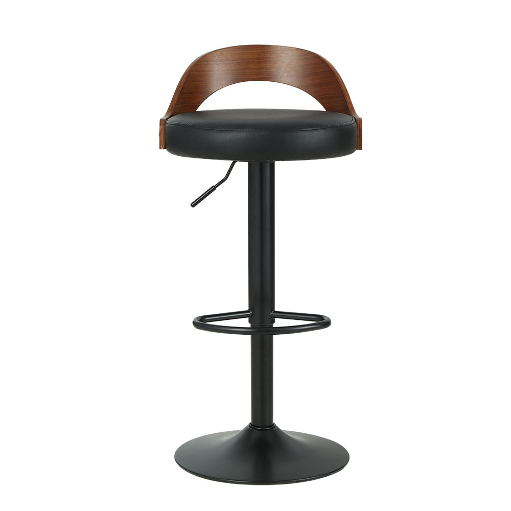 Publia PU Leather Gas-Lift Swivel Kitchen Bar Stool Set of 2 – Black