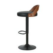 Publia PU Leather Gas-Lift Swivel Kitchen Bar Stool Set of 2 – Black