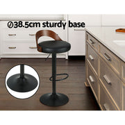 Publia PU Leather Gas-Lift Swivel Kitchen Bar Stool Set of 2 – Black