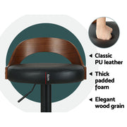 Publia PU Leather Gas-Lift Swivel Kitchen Bar Stool Set of 2 – Black