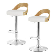 Publia PU Leather Gas-Lift Swivel Kitchen Bar Stool Set of 2 – White