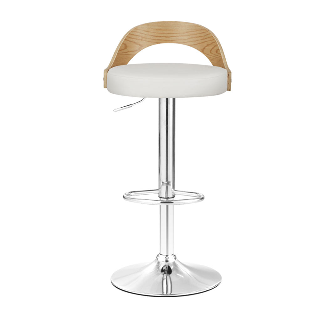 Publia PU Leather Gas-Lift Swivel Kitchen Bar Stool Set of 2 – White