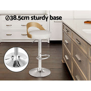 Publia PU Leather Gas-Lift Swivel Kitchen Bar Stool Set of 2 – White