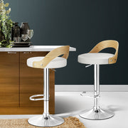 Publia PU Leather Gas-Lift Swivel Kitchen Bar Stool Set of 2 – White