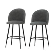 Fenille Bouclé Fabric Kitchen Bar Stool Set of 2 – Charcoal