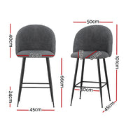 Fenille Bouclé Fabric Kitchen Bar Stool Set of 2 – Charcoal