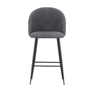 Fenille Bouclé Fabric Kitchen Bar Stool Set of 2 – Charcoal