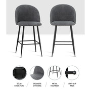 Fenille Bouclé Fabric Kitchen Bar Stool Set of 2 – Charcoal
