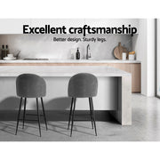 Fenille Bouclé Fabric Kitchen Bar Stool Set of 2 – Charcoal