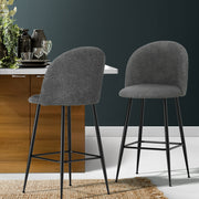 Fenille Bouclé Fabric Kitchen Bar Stool Set of 2 – Charcoal