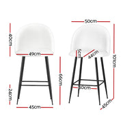 Fenille Bouclé Fabric Kitchen Bar Stool Set of 2 – White