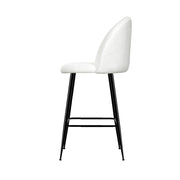 Fenille Bouclé Fabric Kitchen Bar Stool Set of 2 – White