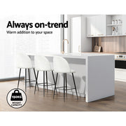 Fenille Bouclé Fabric Kitchen Bar Stool Set of 2 – White