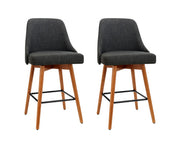 Colby Wooden Fabric Swivel Kitchen Bar Stool Set of 2 – Charcoal