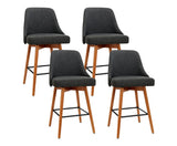 set of 4 Wooden Bar Stools Swivel Bar Stool Kitchen Dining Chairs Cafe Charcoal