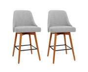 Colby Wooden Fabric Swivel Kitchen Bar Stool Set of 2 – Light Grey