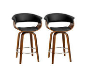 Cassius PU Leather Swivel Kitchen Bar Stool Set of 2 – Black