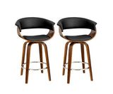 Set of 2 Bar Stools Wooden Bar Stool Swivel Kitchen Dining Chairs PU Leather Black