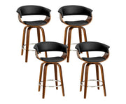 Cassius PU Leather Wooden Swivel Kitchen Bar Stool Set of 4 – Black