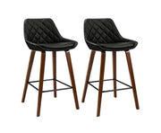 Damon PU Leather Bentwood Kitchen Bar Stool Set of 2 – Black