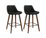 Set of 2 Kitchen Bar Stools Wooden Stool Chairs Bentwood Barstool PU Leather Black
