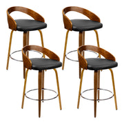 Walden PU Leather Wooden Swivel Kitchen Bar Stool Set of 4 – Black