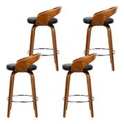 Walden PU Leather Wooden Swivel Kitchen Bar Stool Set of 4 – Black